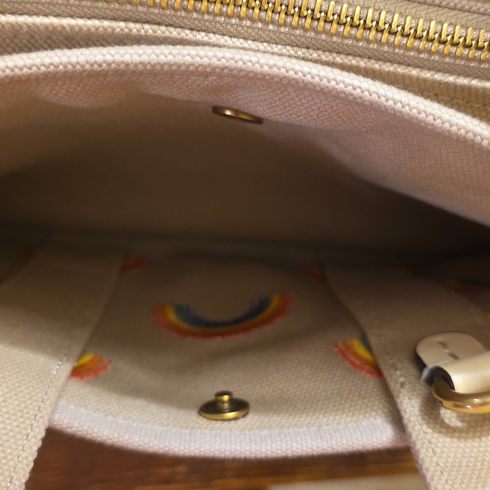 Coach Pride Rainbow Field Tote 22 Canvas Beige Bag--NWOT - Picture 6 of 11